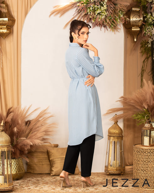 Long Sleeve Below-Knee Polyester Top 62863